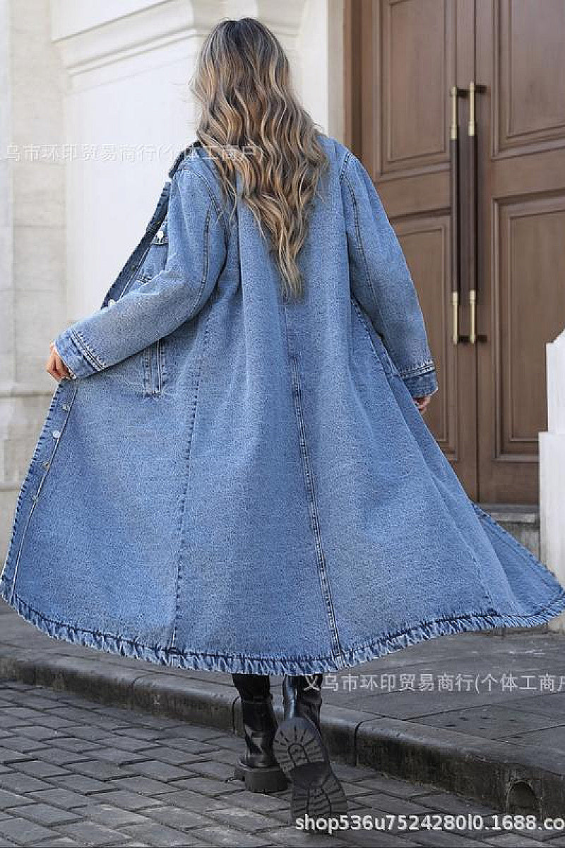 Casual Long Denim Coat for Women