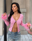 Sexy Deep V-Neck Long Sleeve Cardigan