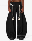 Casual Drawstring Waist Wide Leg Pants