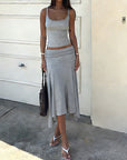 Asymmetrical Sleeveless Crop Top and Ruffled Skirt Set