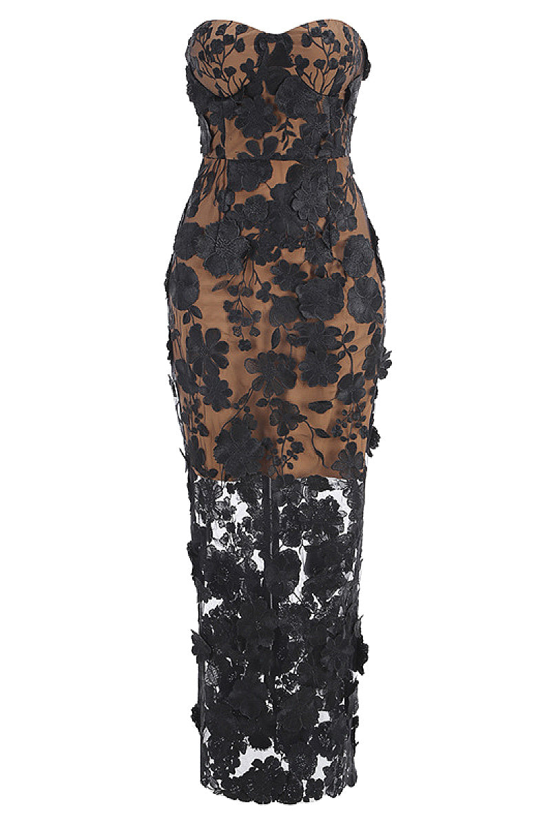 Elegant Lace Floral Bodycon Party Dress