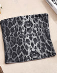 High Waist Leopard Print Sequin Crop Top