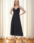 New Women's Satin Maxi Dress with Spaghetti Straps