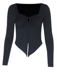 Basic Long Sleeve Button Top for Women