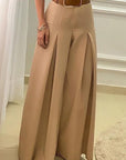 French Vintage High Waist Pleated Wide Leg Pants