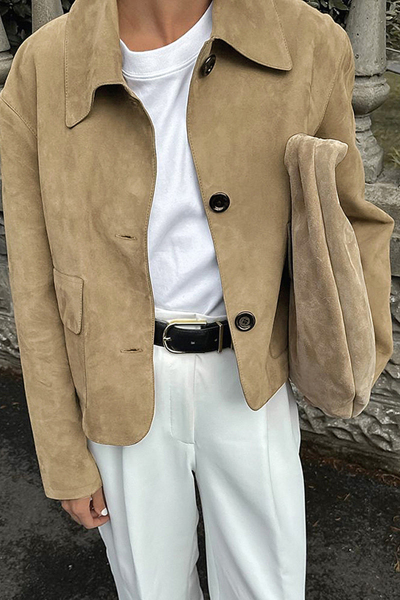 Chic Brown Suede Jacket for Women