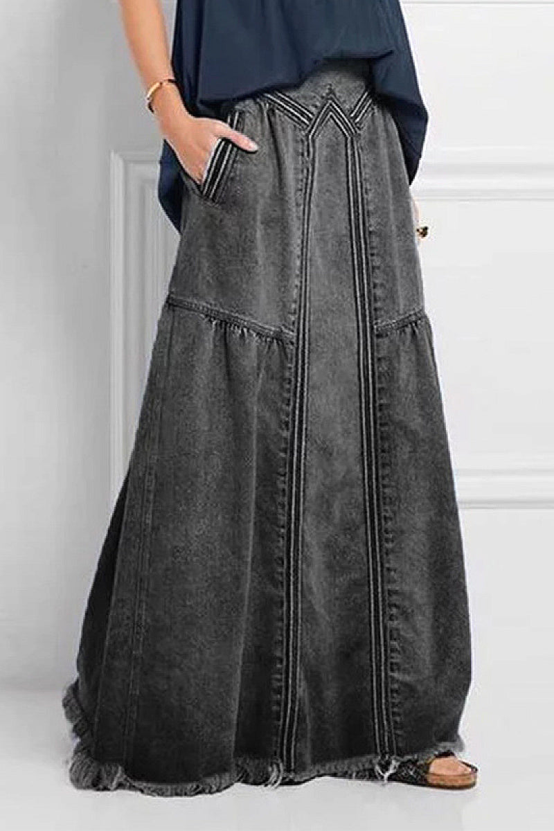 Elegant A-Line Long Skirt for Casual Wear