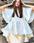 Elegant Ruffled Satin Blouse for Women