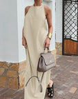 Casual Cotton Linen Halter Dress for Women