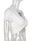 Stylish Women's Short Sleeve One-Shoulder Top
