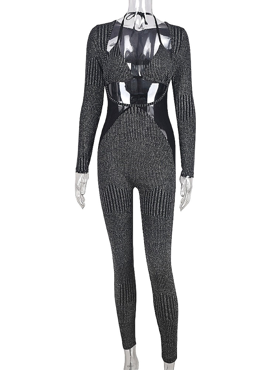 Stylish Cross-Back Two-Piece Set with Long Sleeves
