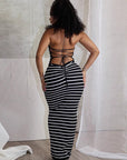 Summer Women's Backless Striped Dress