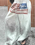 Sexy American Flag Print Drawstring Pants