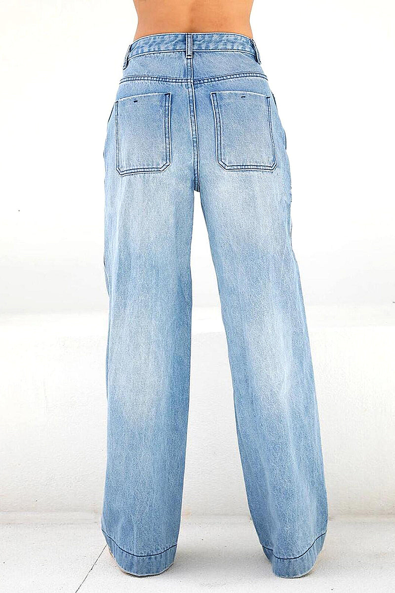 Loose Fit High Waist Wide Leg Jeans for Women