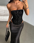 European Style Velvet Strapless Top