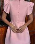 Summer New High Waist A-Line Dress with Puff Sleeves