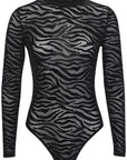 Irregular Striped Long Sleeve Bodysuit for Women