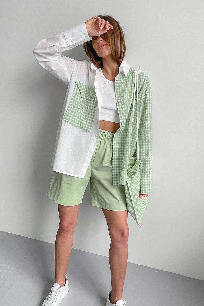 Stylish Patchwork Plaid Shirt for Casual Autumn Wear