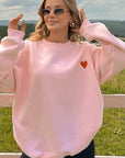 Casual Heart Print Pullover Sweatshirt for Women