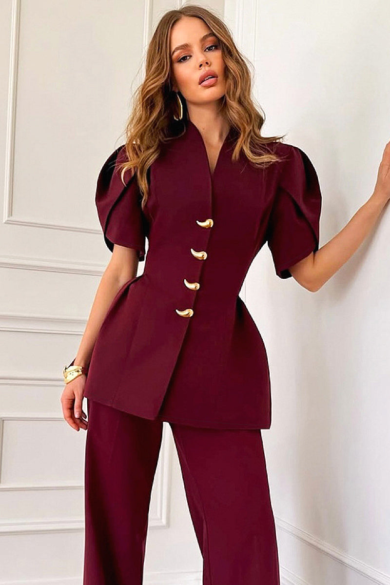 French Petal Sleeve Waist Shirt for Women