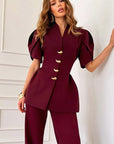 French Petal Sleeve Waist Shirt for Women