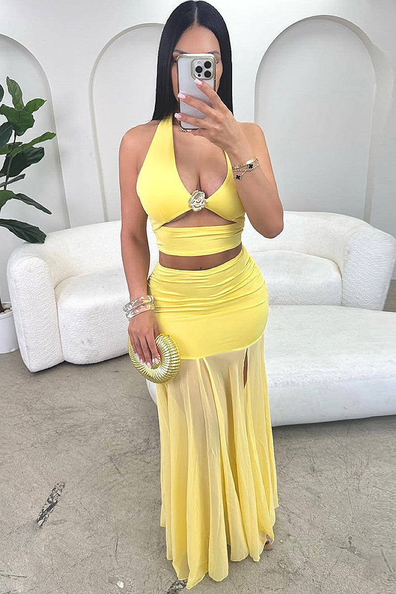 Sexy Hollow Out Two-Piece Dress Set