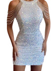 2026 Spring Summer Fashion Sexy Crystal Chain Bodycon Dress