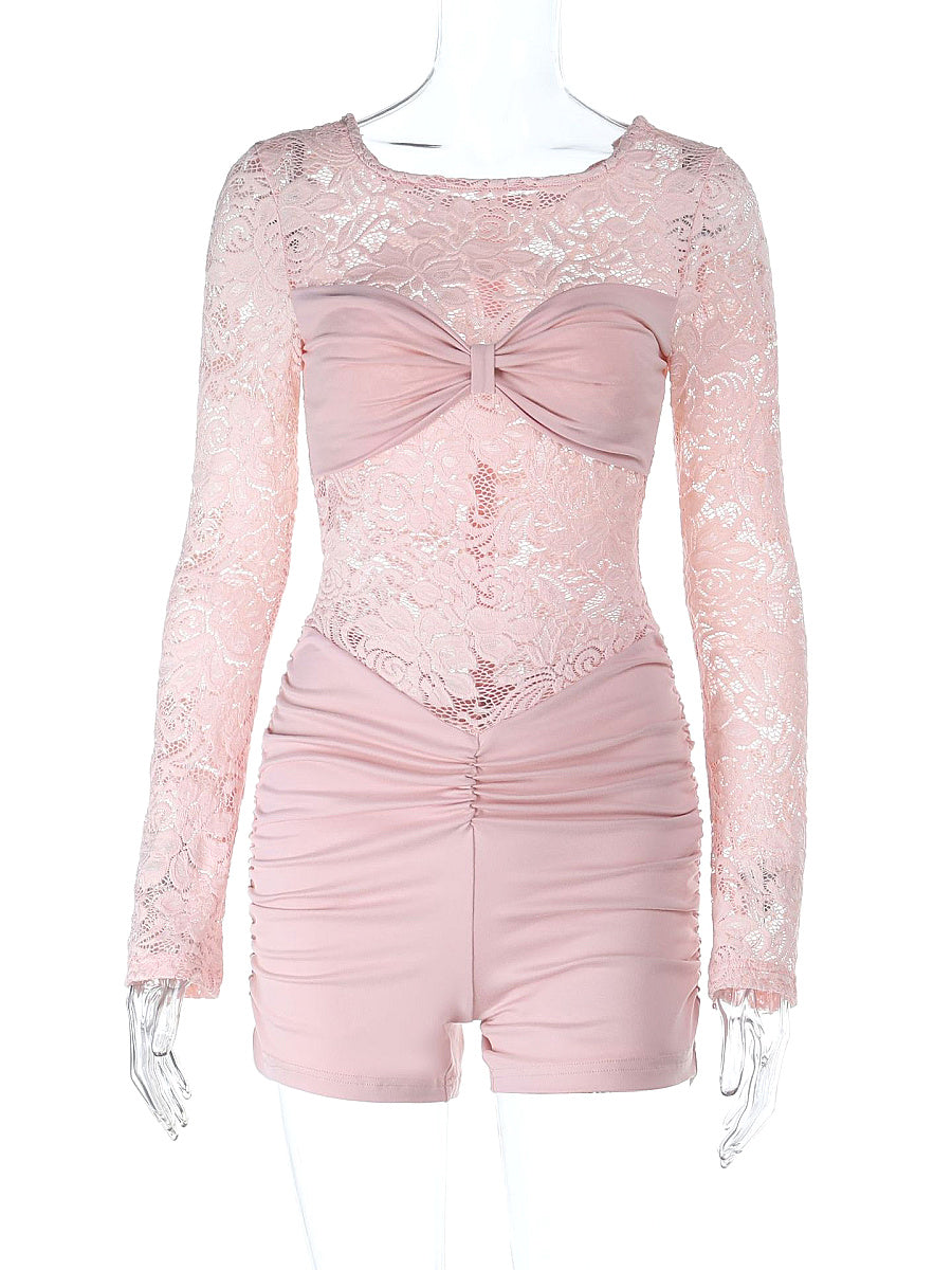 Fashionable Sexy Lace Long Sleeve Jumpsuit