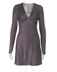 V-Neck Polka Dot Long Sleeve Dress