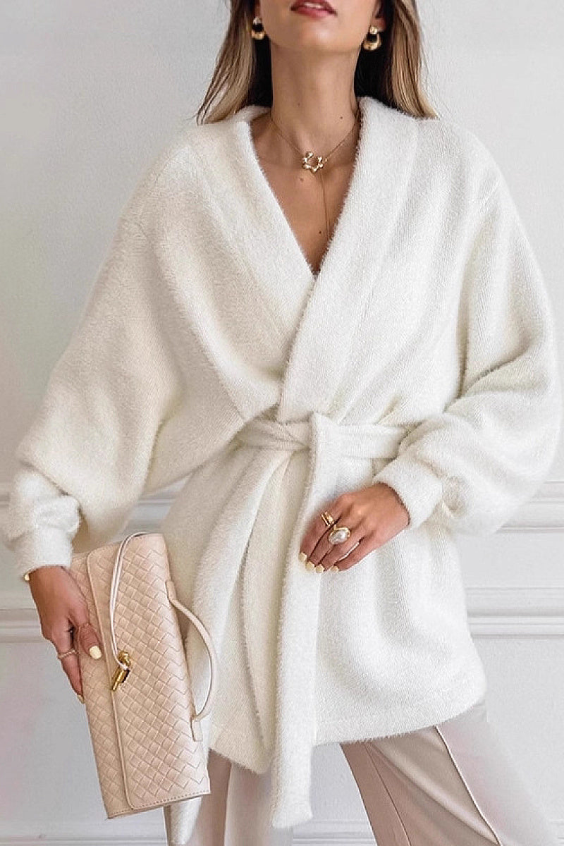 Elegant White Faux Fur Coat for Women