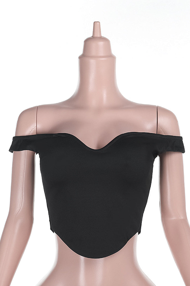 Sexy Off-Shoulder U-Neck Slim Fit Top