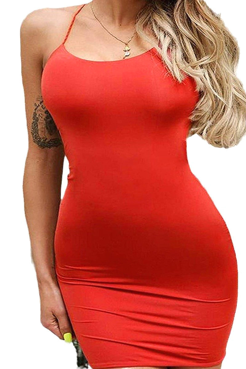 Summer Cross Back Midi Dress with Straps