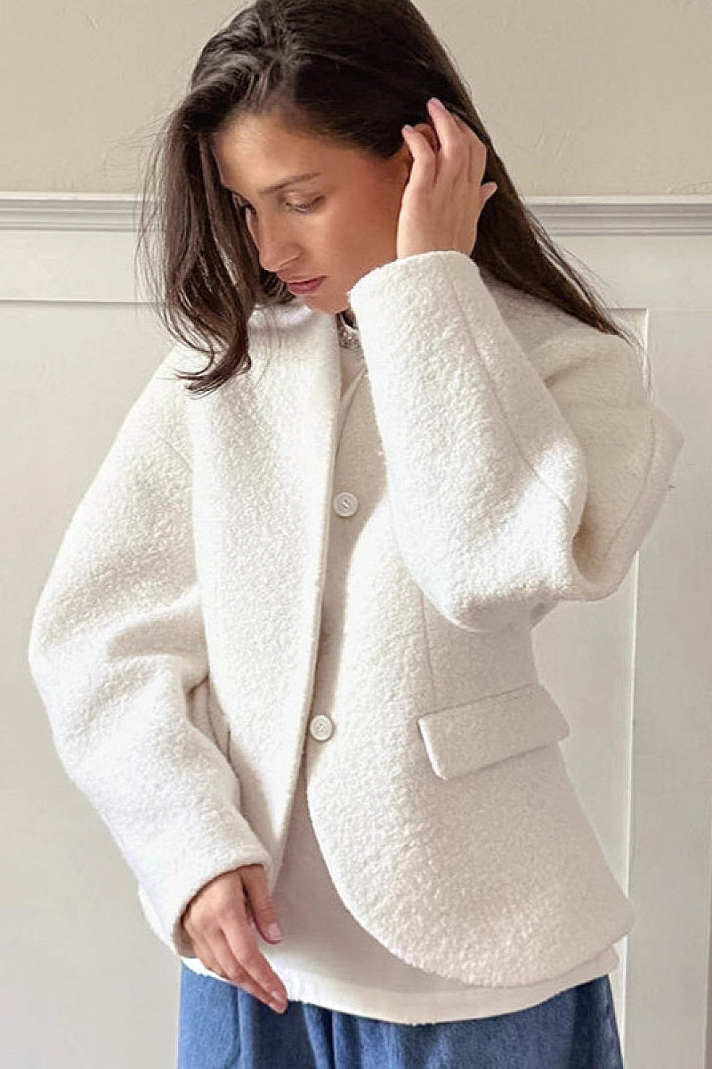 Thick Woolen Coat for Women in Solid Color