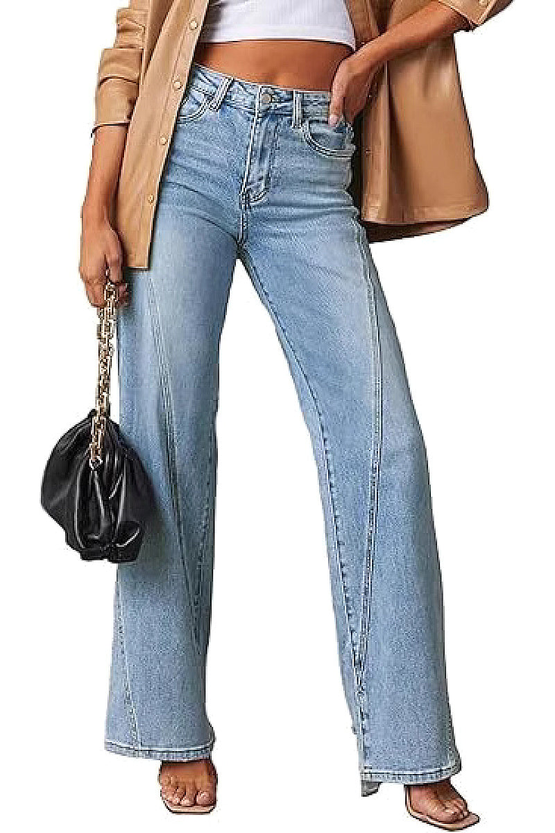 Fashionable Loose Fit Women's Wide Leg Jeans