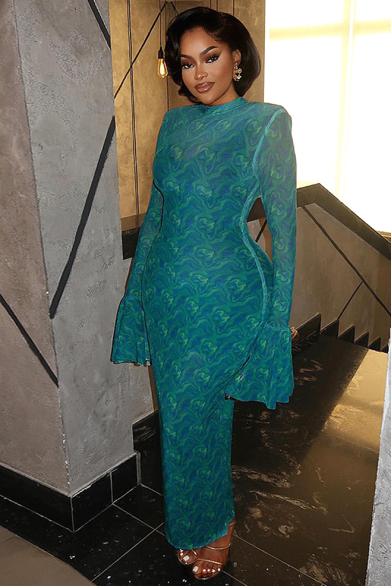 Elegant Retro Bodycon Dress with Long Sleeves
