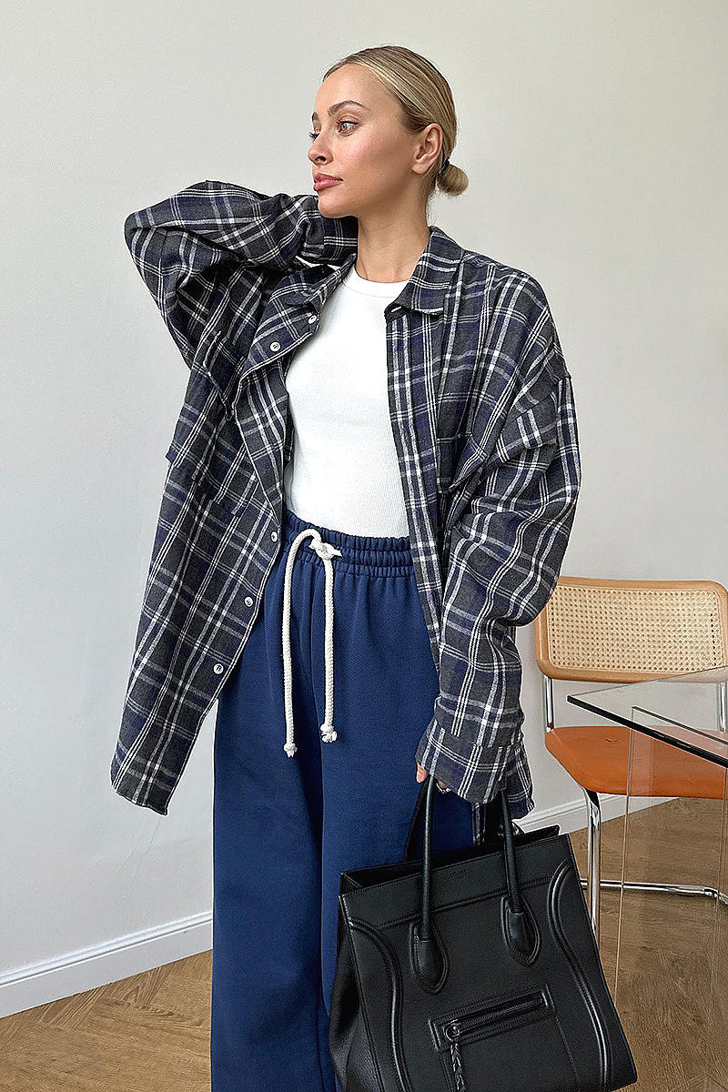 Vintage Plaid Long Sleeve Shirt for Women