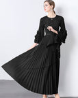 European Style Tie Waist Flare Sleeve Top Set