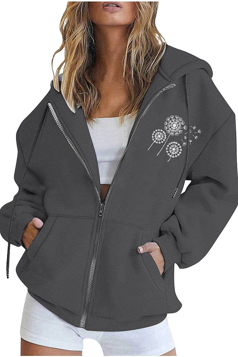 Plus Size Zip-Up Hoodie Cardigan for Women