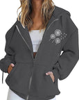 Plus Size Zip-Up Hoodie Cardigan for Women