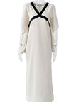 Vintage Casual Vacation Style V-Neck Long Dress