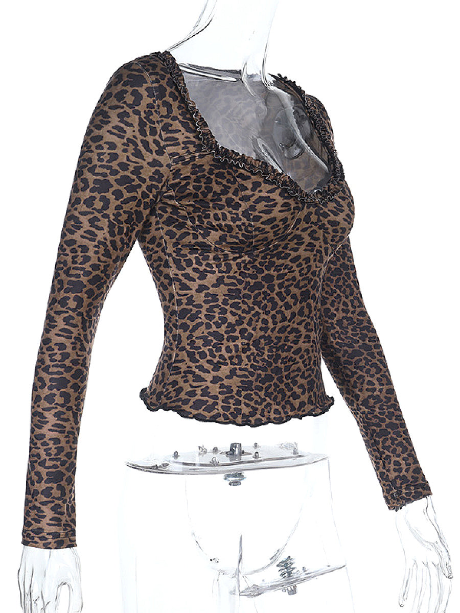 Leopard Print Long Sleeve Top for Women