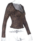 Leopard Print Long Sleeve Top for Women
