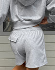 Fashionable Gray Hooded Sweatshirt Set for Women