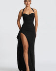 Chic Halter Neck A-Line Dress with Ruffle Hem
