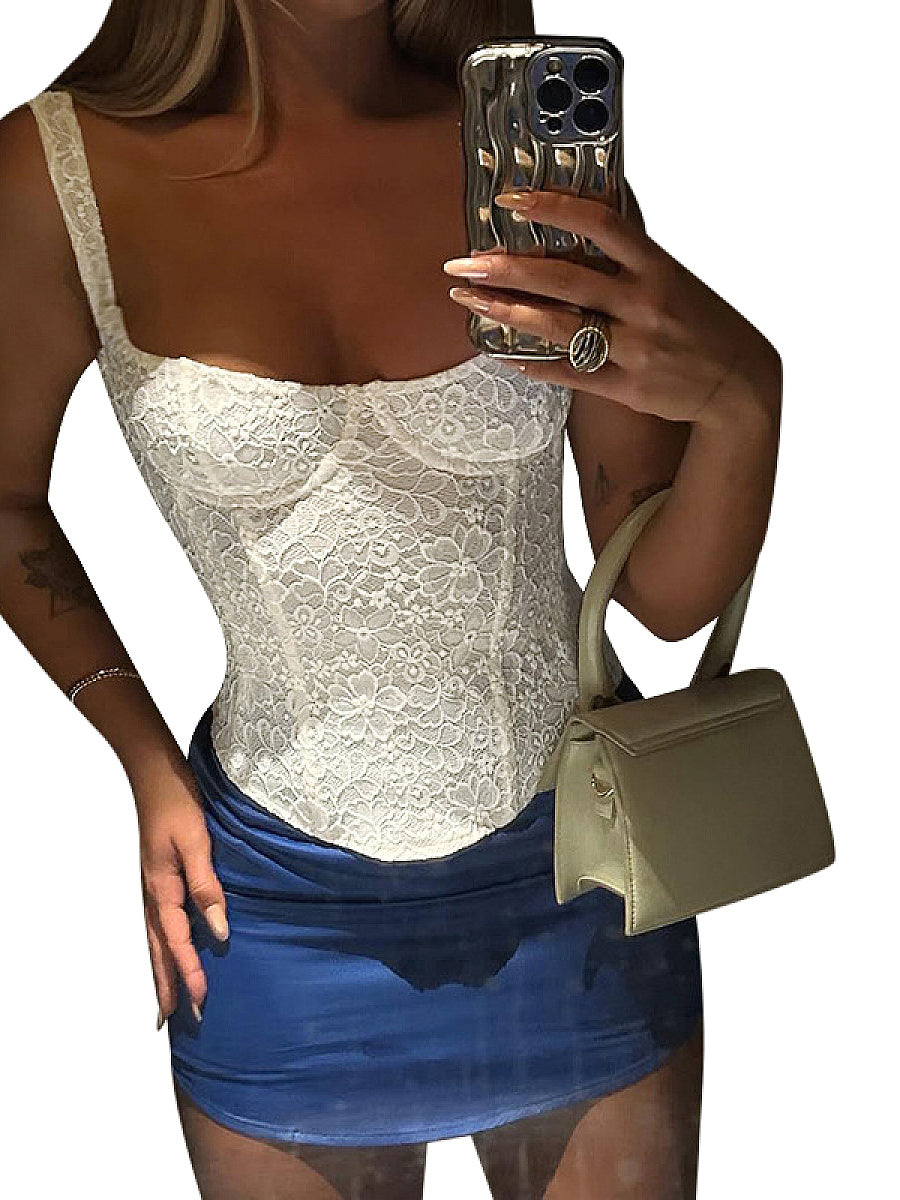 Summer Lace Waist-Defined Corset Top