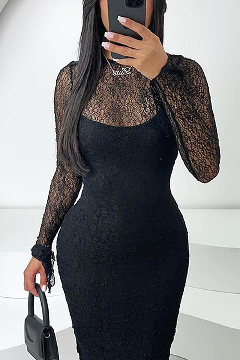 Summer Sexy Lace Long Sleeve Dress