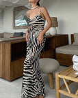 Summer Zebra Print Backless Bodycon Dress
