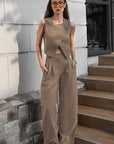 Chic Khaki Two-Piece Set for Women