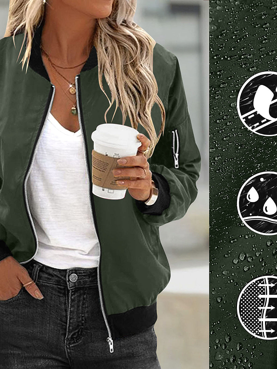 Women's Waterproof Fabric Zip Pocket Jacket