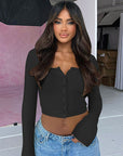 Fresh Style Casual Knit Cardigan Long Sleeve Top